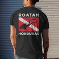 Retro Roatan Honduras Scuba Dive Vintage Dive Flag Diving Men's T-shirt Back Print Gifts for Him