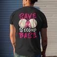 Save Second 2Nd Base Baseball Pink Ribbon Breast Cancer Men's T-shirt Back Print Gifts for Him