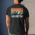 Seattle Washington Retro 70S 80S Mountains Nature Distressed Men's T-shirt Back Print Gifts for Him