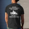 Snowmobile Never Underestimate An Old Man Winter Sports Men's T-shirt Back Print Gifts for Him