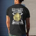 Softball Catcher Dad Pitcher Fastpitch Coach Fathers Day Mens Back Print T-shirt Gifts for Him