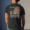 I Stopped Farming To Be Here Tractor Vintage American Flag Men's T-shirt Back Print Gifts for Him