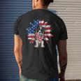 Sunflower American Flag Border Collie 4Th Of July Pratioctic Mens Back Print T-shirt Gifts for Him