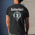 Sutherland Clan Scottish Name Coat Of Arms Tartan Mens Back Print T-shirt Gifts for Him