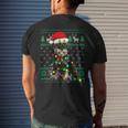 Ugly Sweater Christmas Lights Schnauzer Dog Puppy Lover Men's T-shirt Back Print Gifts for Him