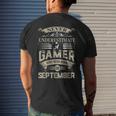 Never Underestimate A Gamer Who Was Born In September Men's T-shirt Back Print Gifts for Him