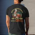 Never Underestimate An Old Man With A Grill Dad Granddad Bbq Men's T-shirt Back Print Gifts for Him