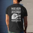 Never Underestimate An Old Man Harmonicist Harmonica Player Men's T-shirt Back Print Gifts for Him