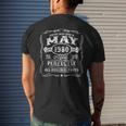 Vintage Born In May 1980 40Th Birthday 40 Years Old Men's Back Print T-shirt Gifts for Him