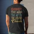 Vintage Grandy The Man Myth Legend Grandpa Gift Retro Mens Back Print T-shirt Gifts for Him