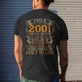 Vintage July 2001 19 Years Old 19Th Birthday Gifts Mens Back Print T-shirt Gifts for Him