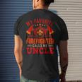 Vintage My Favorite Firefighter Calls Me Uncle Funny Job Mens Back Print T-shirt Gifts for Him