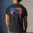 Vintage Patriotic Biker Wolf Shades Rustic American Flag Usa Mens Back Print T-shirt Gifts for Him