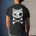 Vintage Pirate Cat Kitten Halloween Skull Cross Bones Halloween Funny Gifts Mens Back Print T-shirt Gifts for Him