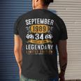 Vintage September 1989 34 Years Old 34Th Birthday Men's T-shirt Back Print Gifts for Him