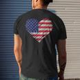 Vintage Usa Flag 4Th Of July Heart American Patriotic Mens Back Print T-shirt Gifts for Him