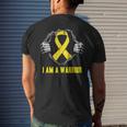 I Am A Warrior Childhood Cancer Awareness Gold Ribbon Men's T-shirt Back Print Gifts for Him