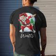 Watts Name Gift Santa Watts Mens Back Print T-shirt Gifts for Him