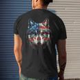 Wolf American Flag Usa 4Th Of July Patriotic Wolf Lover Patriotic Funny Gifts Mens Back Print T-shirt Gifts for Him