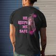 Wolf He Keeps Me Safe - She Keeps Me Wild Gifts For Wolf Lovers Funny Gifts Mens Back Print T-shirt Gifts for Him