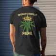 Worlds Dopest Papa Cannabis 420 Fathers Day Weed Dad Mens Back Print T-shirt Gifts for Him