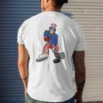 Abraham Lincoln Playing Hockey Funny 4Th Of July Hockey Mens Back Print T-shirt Gifts for Him