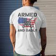 Fathers Day Pun Us Flag Deadly Dad Armed And Dadly Men's Back Print T-shirt Gifts for Him