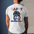 Happy Memorial Day 4Th Of July Messy Bun American Flag Men's Back Print T-shirt Gifts for Him
