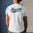 Houston Sports Script Cursive Text Classic Swoosh Men's T-shirt Back Print Gifts for Him