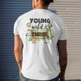 Kids Young Wild Three Zoo Birthday Safari Jungle Animal 3 Yrs Old Mens Back Print T-shirt Gifts for Him