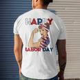Labor Day Rosie The Riveter American Flag Woman Usa Men's T-shirt Back Print Gifts for Him