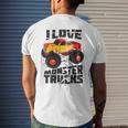 I Love Monster Trucks Cute Bigfoot Trucks Men's T-shirt Back Print Gifts for Him
