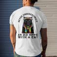 Never Underestimate An Old Hippie With A Cat Funny Vintage Mens Back Print T-shirt Gifts for Him
