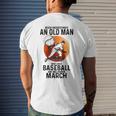 Never Underestimate An Old Man Who Loves Baseball April Mens Back Print T-shirt Gifts for Him
