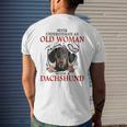 Never Underestimate An Old Woman With A Dachshund Mens Back Print T-shirt Gifts for Him
