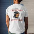 Never Underestimate An Old Woman With A Rottweiler Mens Back Print T-shirt Gifts for Him