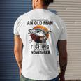 Never Underestimate An Old Man Fishing Was Born In November Men's T-shirt Back Print Gifts for Him