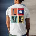 Vintage Retro I Love Laos Flag For Laotian Pride Men's T-shirt Back Print Gifts for Him