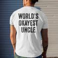 Worlds Okayest Uncle Guncle Dad Birthday Funny Distressed Mens Back Print T-shirt Gifts for Him
