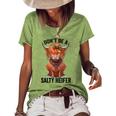 Dont Be A Salty Heifer Cow Lover Vintage Farm Cow Women's Short Sleeve Loose T-shirt Green