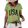 Fourth Of July Vintage Usa Patriotic American Flag Usa Women's Short Sleeve Loose T-shirt Green