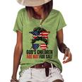 Gods Children Are Not For Sale - Messy Bun Usa Flag Glasses Usa Funny Gifts Women's Short Sleeve Loose T-shirt Green