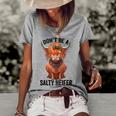 Dont Be A Salty Heifer Cow Lover Vintage Farm Cow Women's Short Sleeve Loose T-shirt Grey