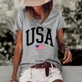 Fourth Of July Vintage Usa Patriotic American Flag Usa Women's Short Sleeve Loose T-shirt Grey