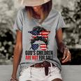Gods Children Are Not For Sale - Messy Bun Usa Flag Glasses Usa Funny Gifts Women's Short Sleeve Loose T-shirt Grey