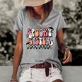Retro Spooky Sister Floral Boho Ghost Sis Halloween Costume Gifts For Sister Funny Gifts Women's Short Sleeve Loose T-shirt Grey