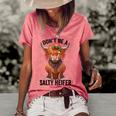 Dont Be A Salty Heifer Cow Lover Vintage Farm Cow Women's Short Sleeve Loose T-shirt Watermelon