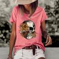 Kinda Emotional Emotionless Flower Skull Vintage Skeleton Women's Short Sleeve Loose T-shirt Watermelon