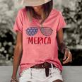 Vintage American Flag Patriotic 4Th Of July Merica Sunglass Patriotic Funny Gifts Women's Short Sleeve Loose T-shirt Watermelon