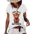 Dont Be A Salty Heifer Cow Lover Vintage Farm Cow Women's Short Sleeve Loose T-shirt White
